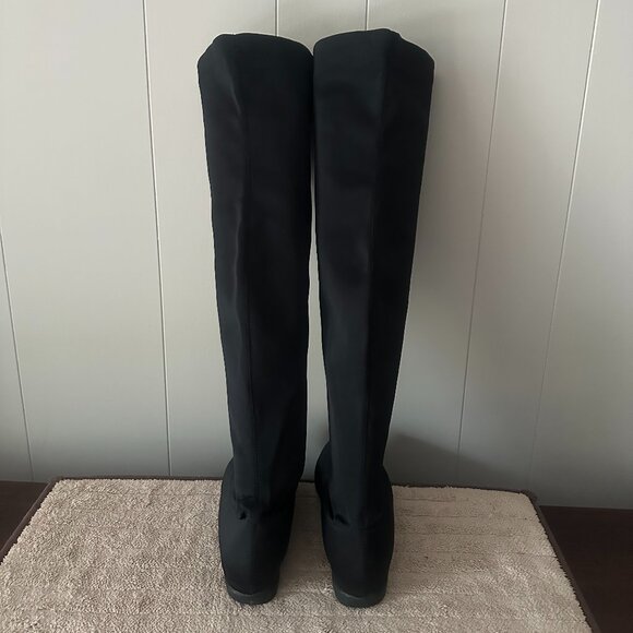 Black Over-the-Knee Flat Boots - Stretch Fit - Size US 7 - Picture 3 of 5